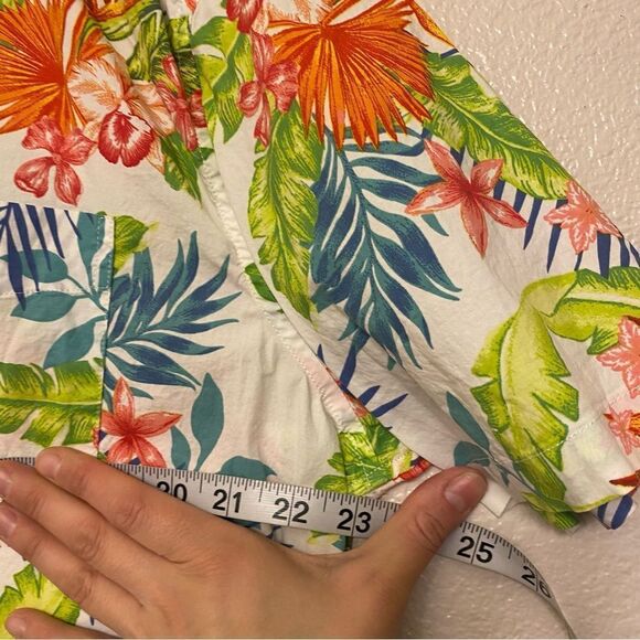 Gap Button Down short sleeve Hawaiian tropical print stretch poplin shirt L - Picture 5 of 8